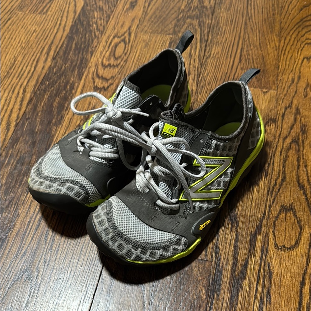 New Balance Green and Gray Athletic Shoes with Rugged Design and Thick Sole